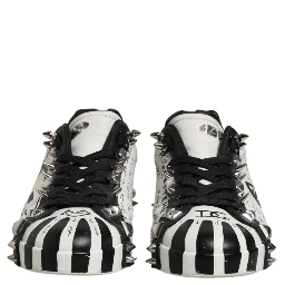 Black White Studded Low Top Sneakers Shoes