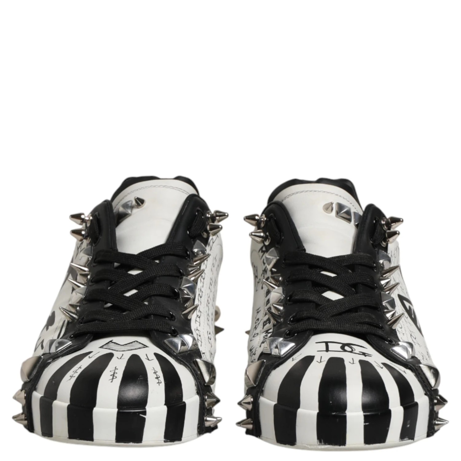 Black White Studded Low Top Sneakers Shoes