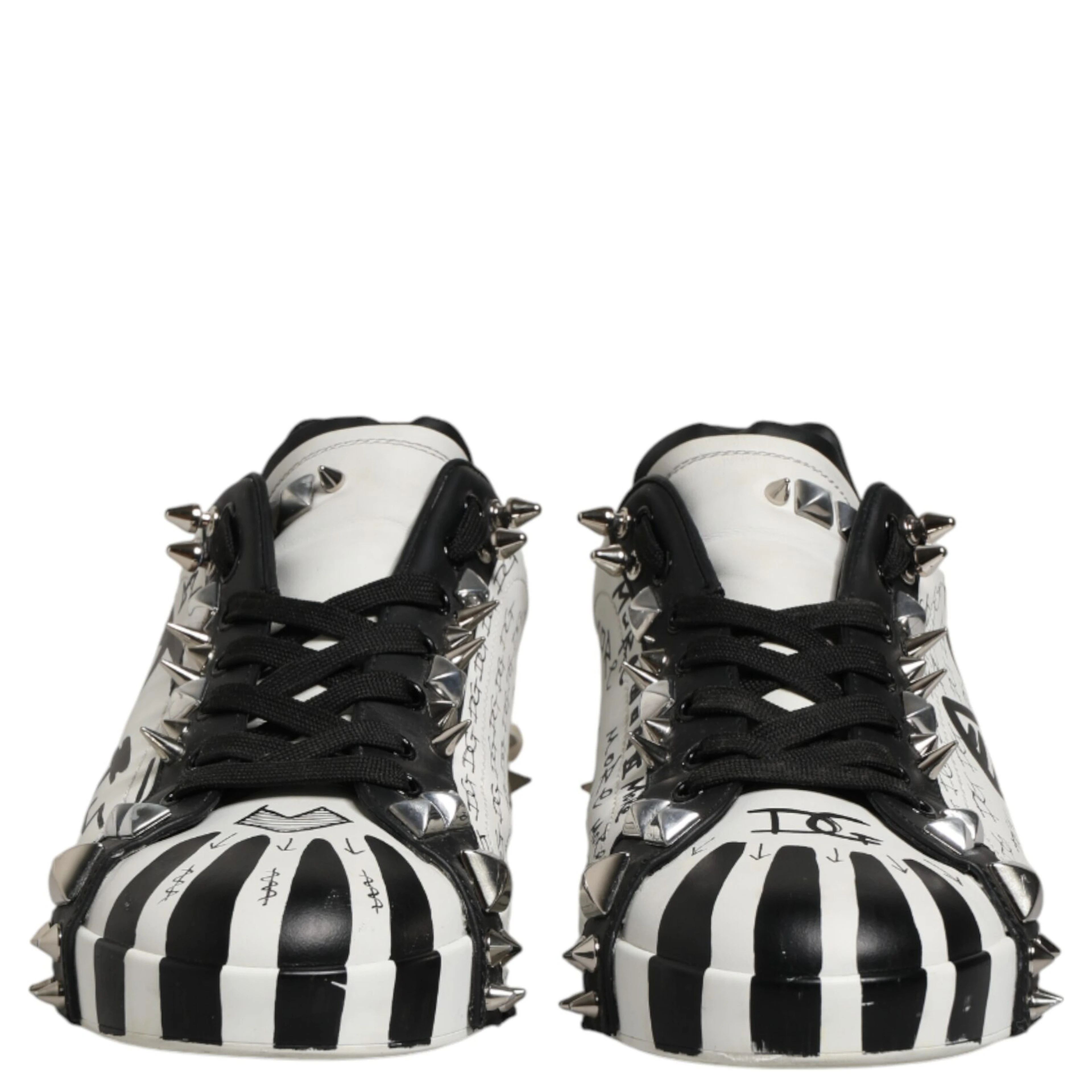 Black White Studded Low Top Sneakers Shoes