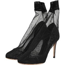 Black Nylon Stretch Mesh Sock Boots  Shoes
