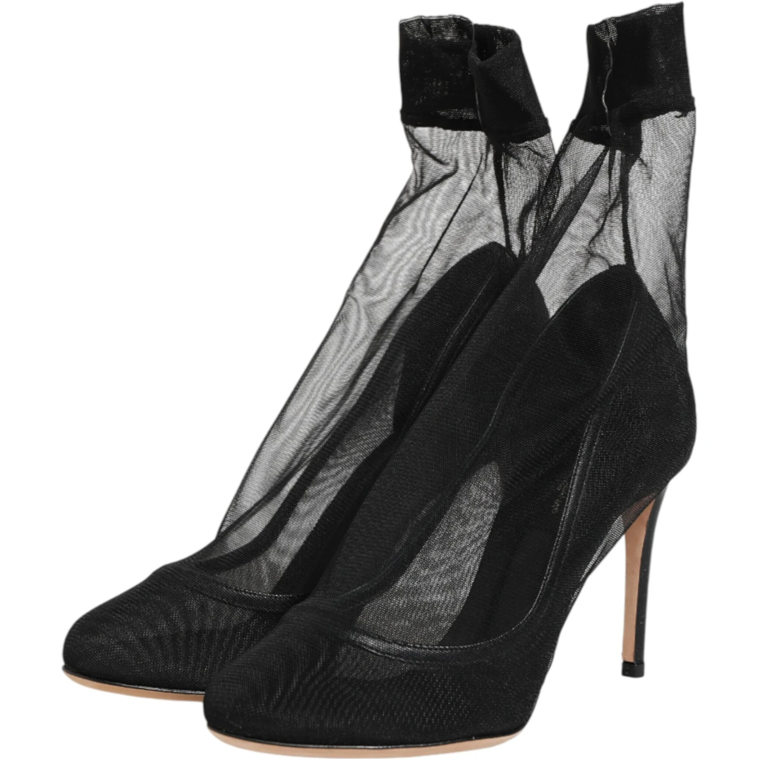 Black Nylon Stretch Mesh Sock Boots  Shoes