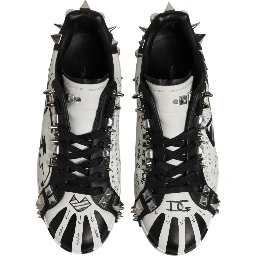 Black White Studded Low Top Sneakers Shoes