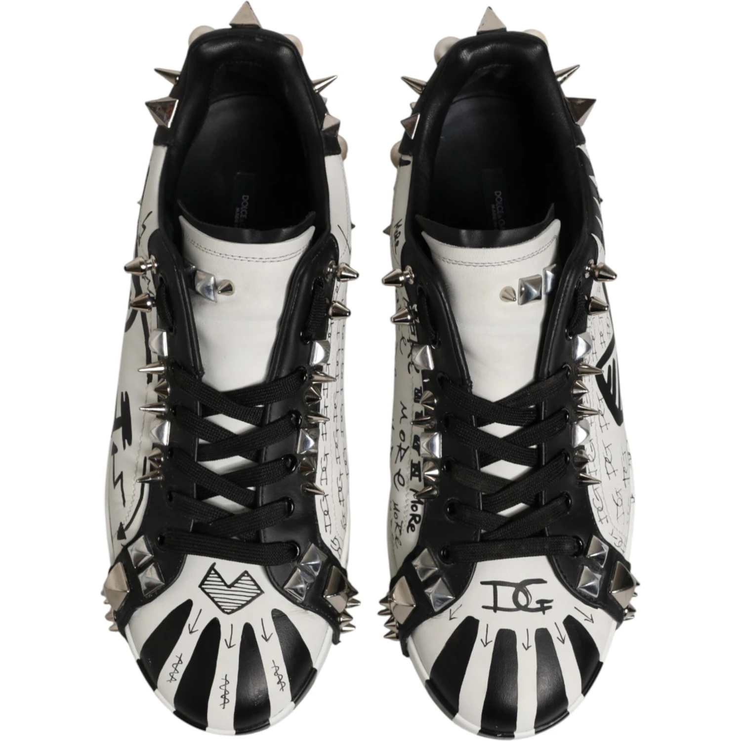 Black White Studded Low Top Sneakers Shoes