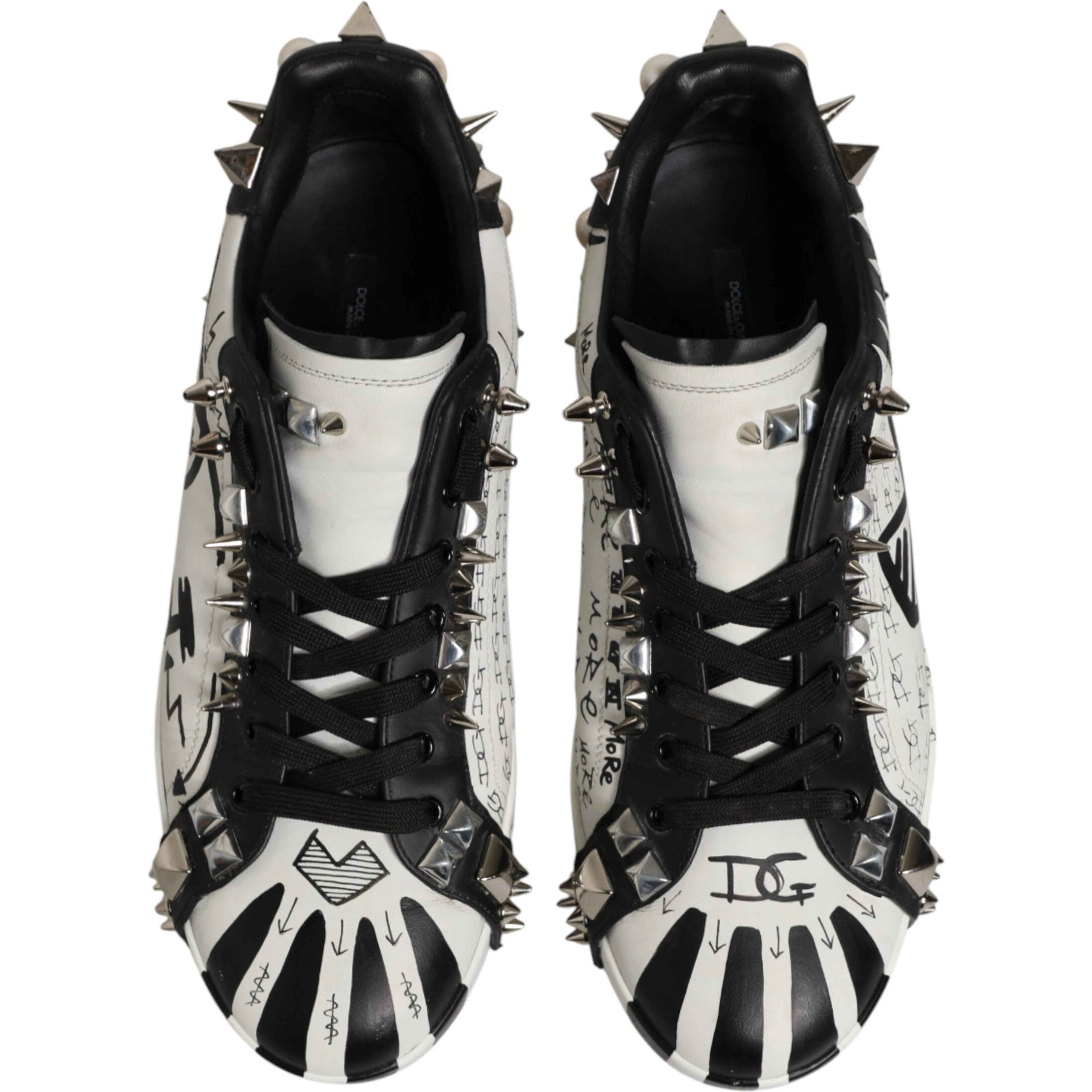 Black White Studded Low Top Sneakers Shoes