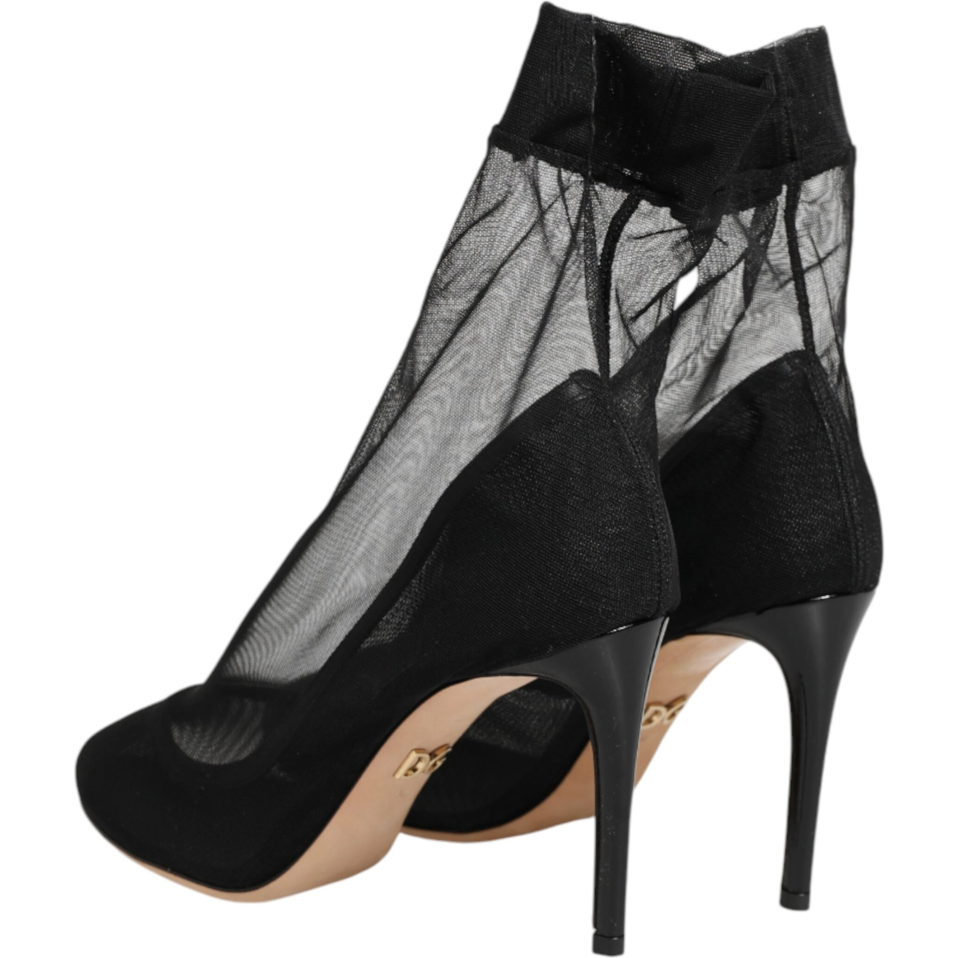 Black Nylon Stretch Mesh Sock Boots  Shoes