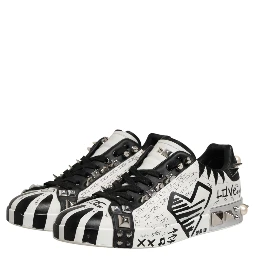 Black White Studded Low Top Sneakers Shoes