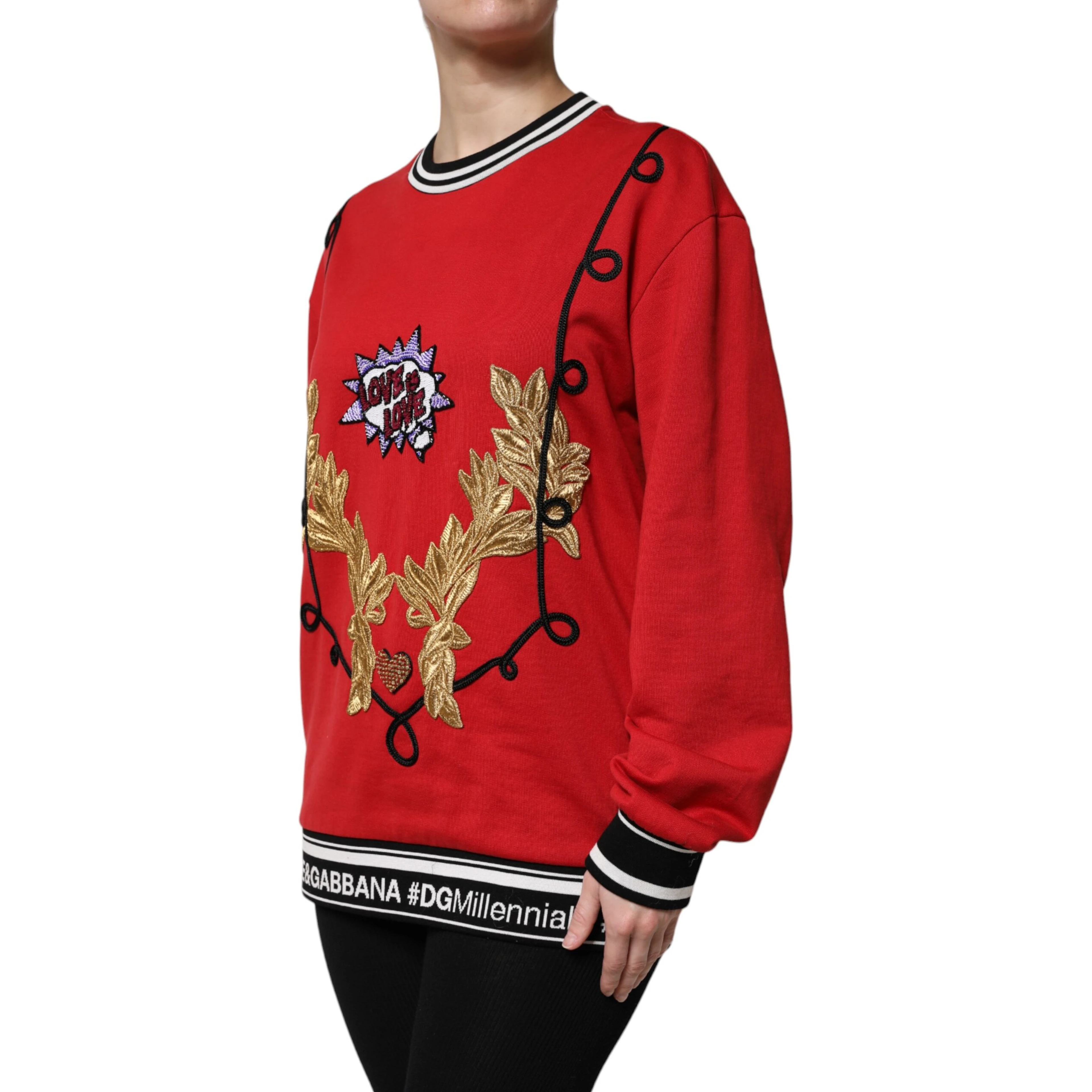 Red Cotton Queen Sequined Pullover Sweater