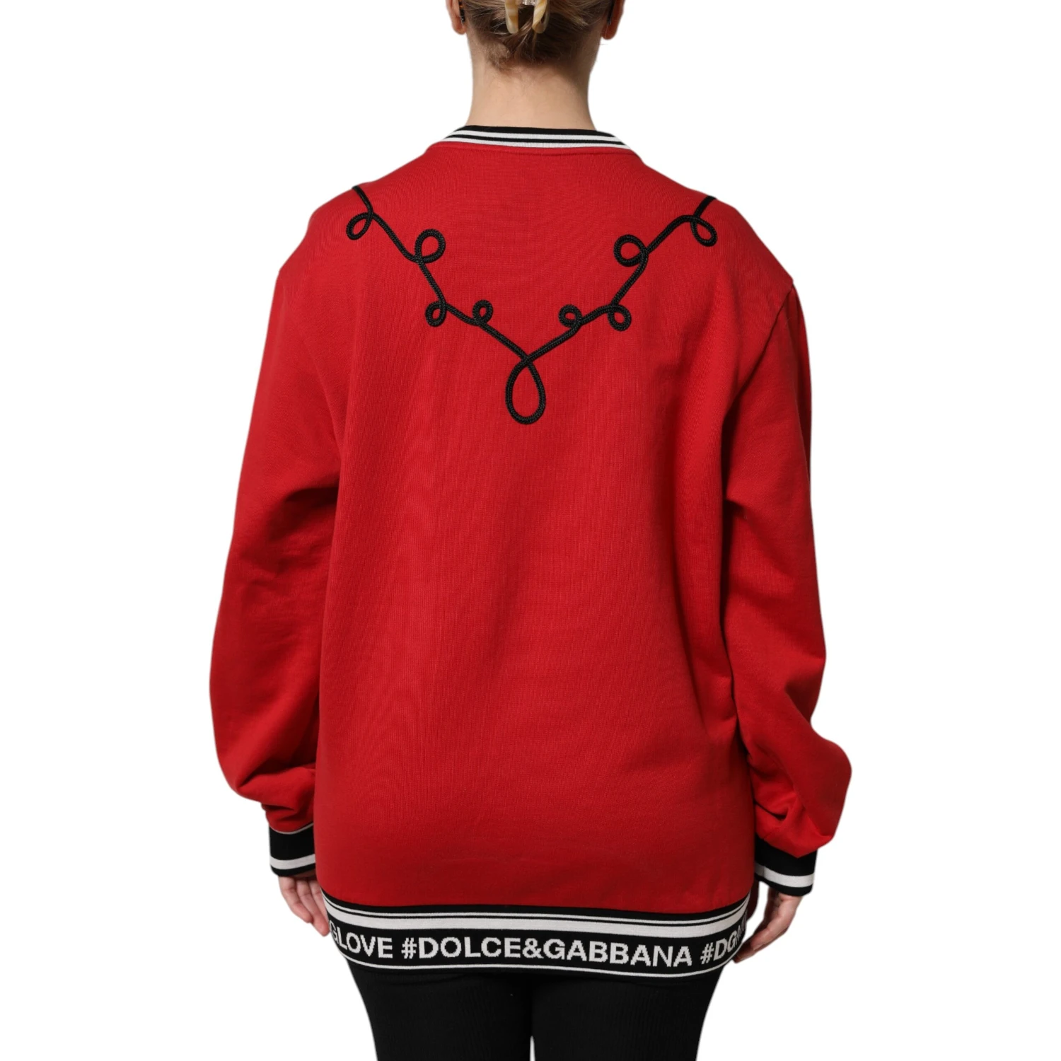 Red Cotton Queen Sequined Pullover Sweater