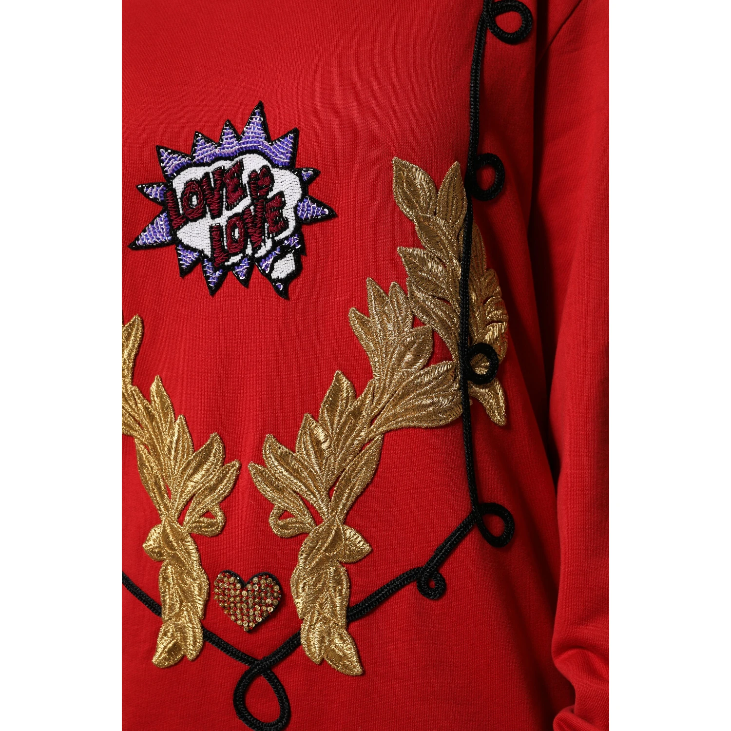 Red Cotton Queen Sequined Pullover Sweater