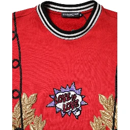 Red Cotton Queen Sequined Pullover Sweater