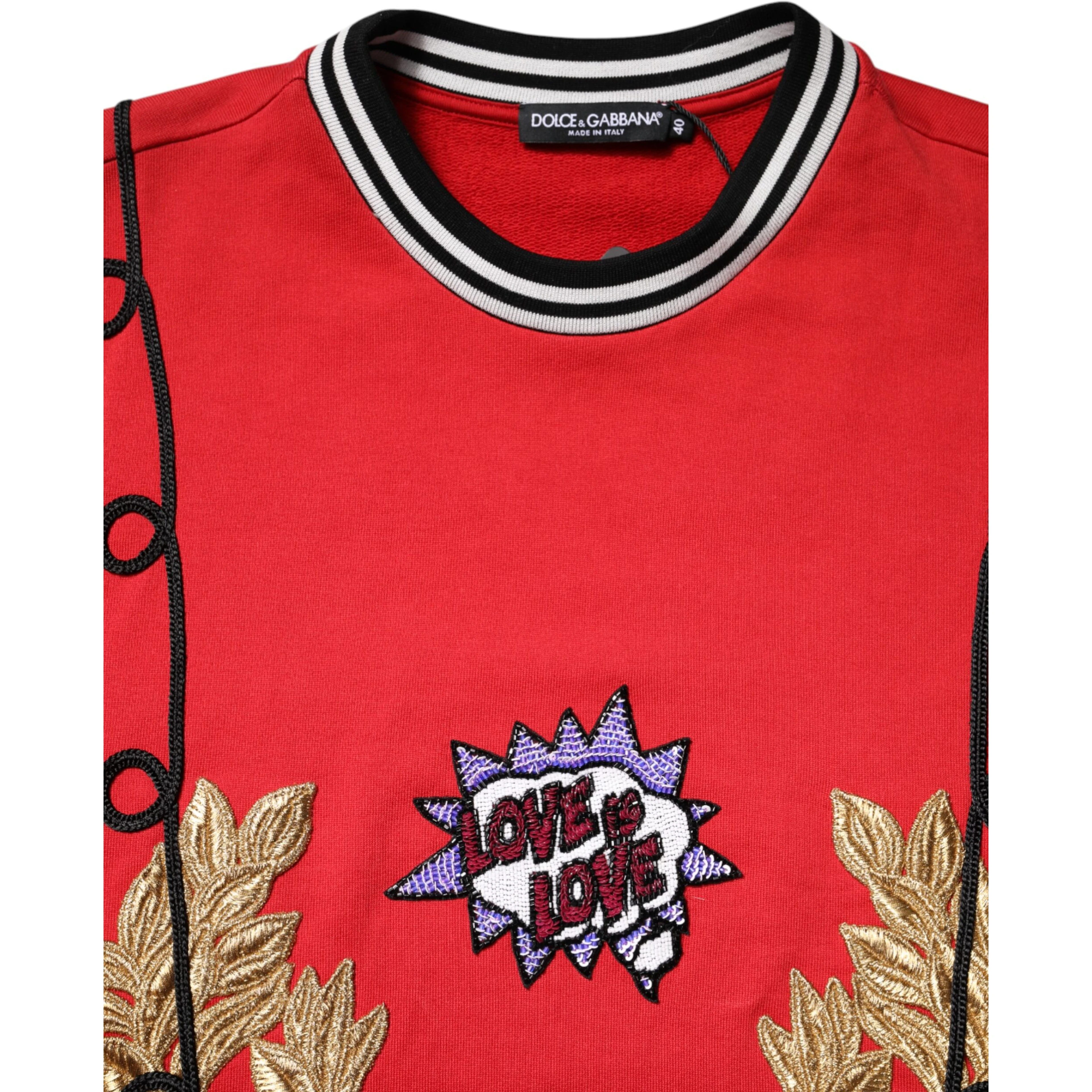 Red Cotton Queen Sequined Pullover Sweater