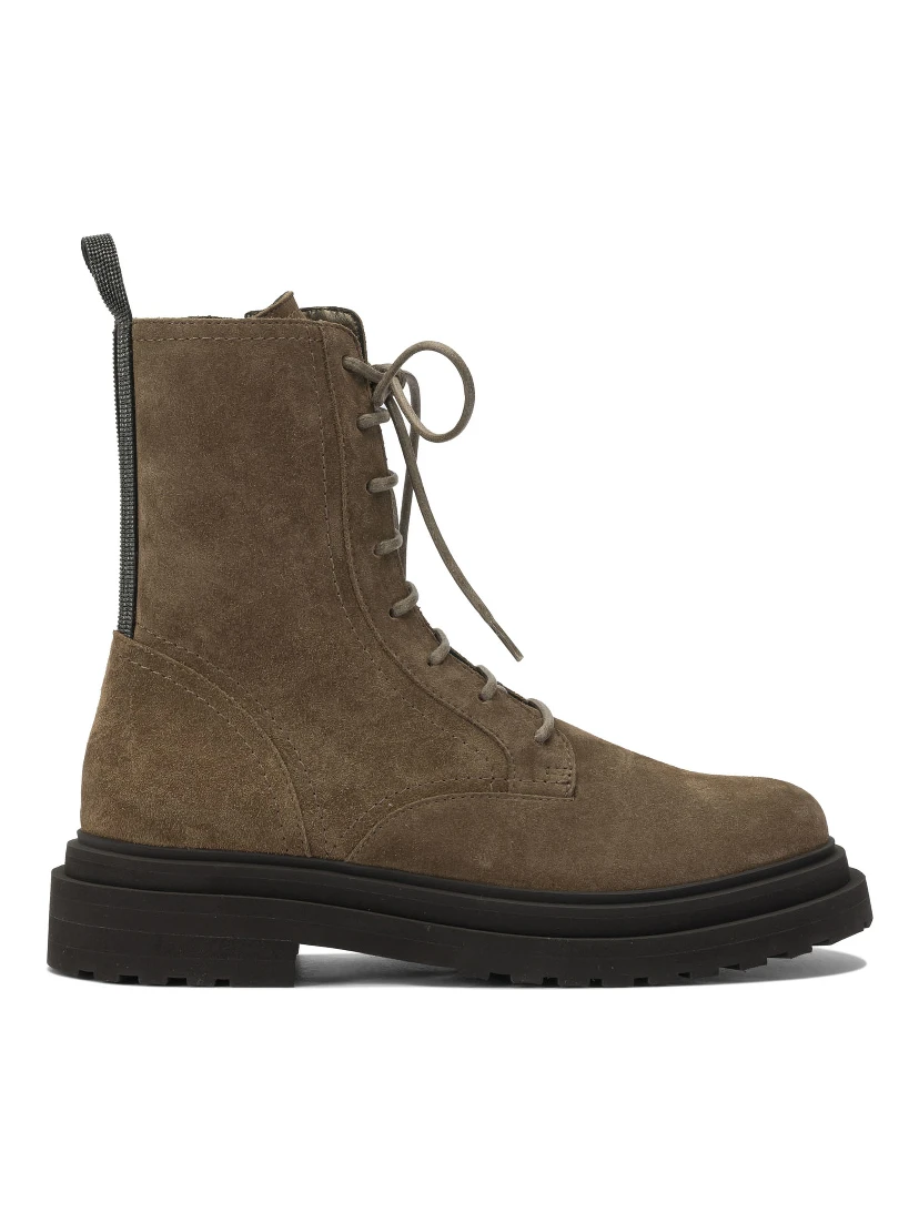 Suede lace-up ankle boots