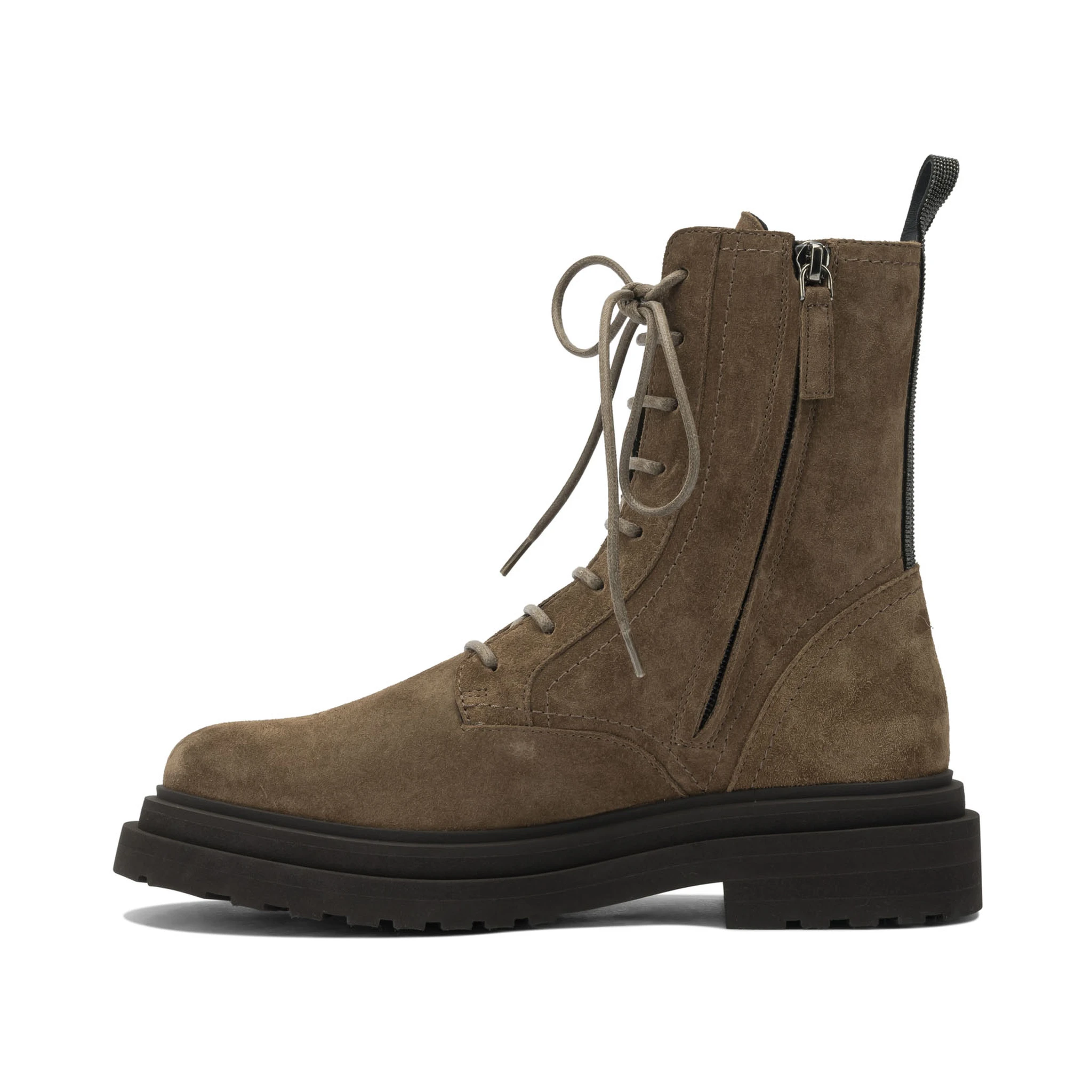 Suede lace-up ankle boots