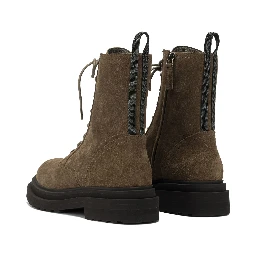 Suede lace-up ankle boots