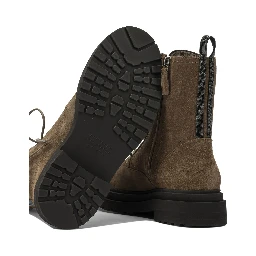 Suede lace-up ankle boots