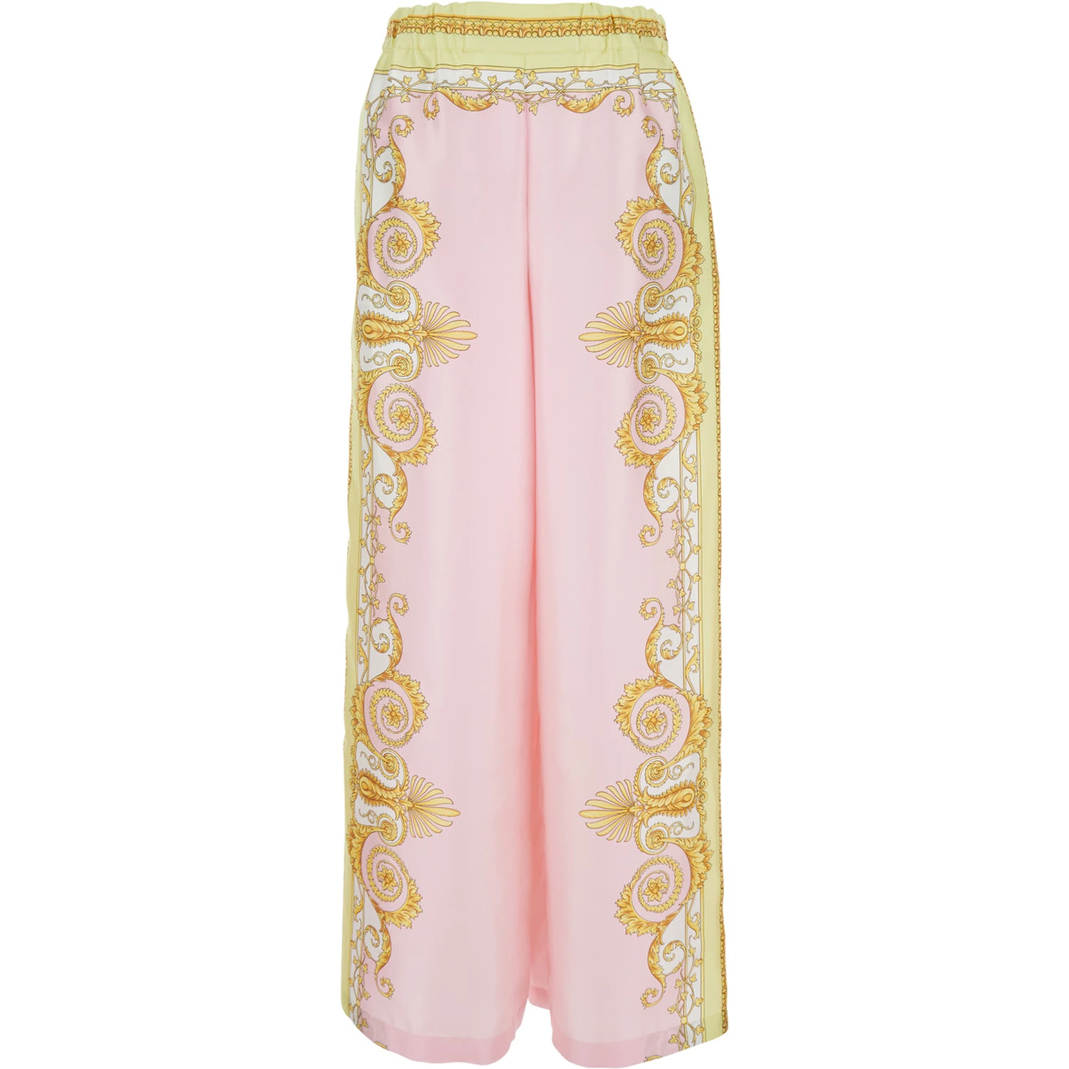 Multicolor Trousers with Elastic Waist and All-Over Geometric Print in Silk Woman
