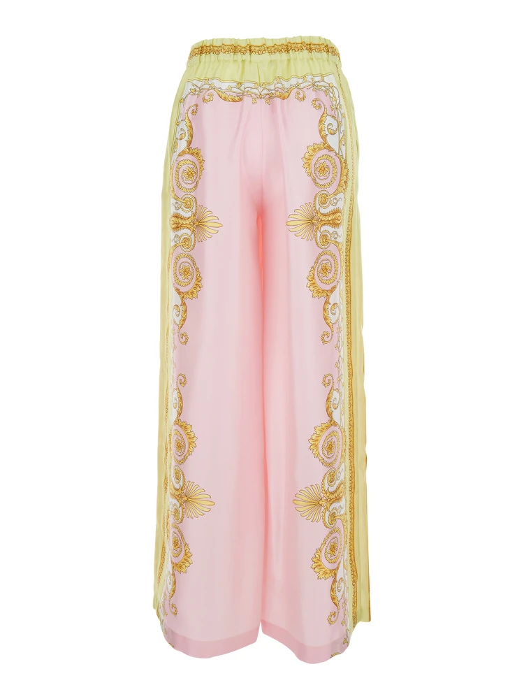 Multicolor Trousers with Elastic Waist and All-Over Geometric Print in Silk Woman alternative