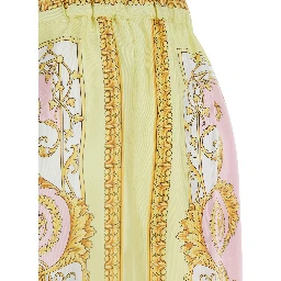 Multicolor Trousers with Elastic Waist and All-Over Geometric Print in Silk Woman