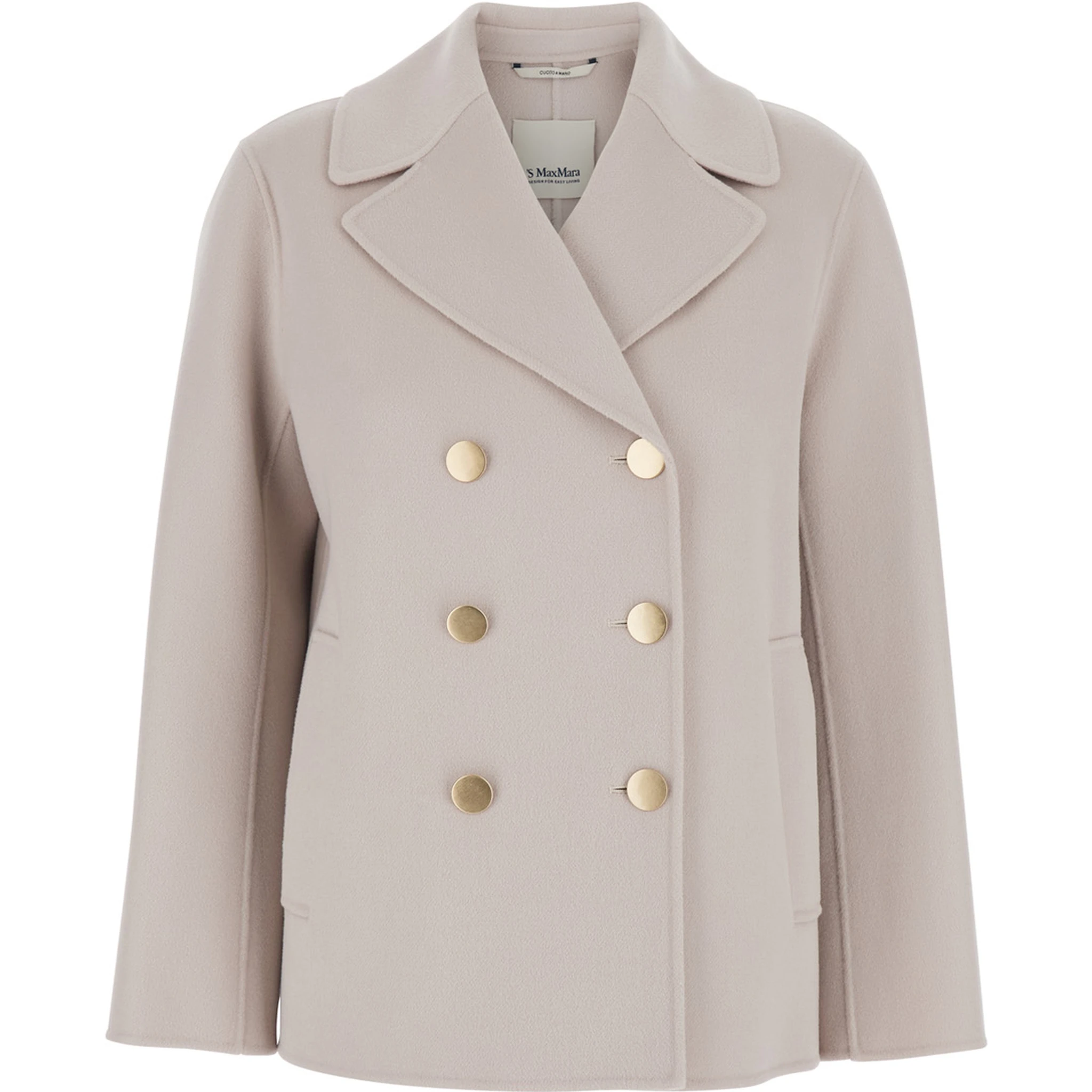 Margot Beige Double-Breasted Jacket with Wide Classic Lapels in Virgin Wool Woman