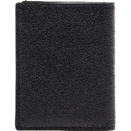 Black Card-Wallet with Embossed Logo in Hammered Leather Man