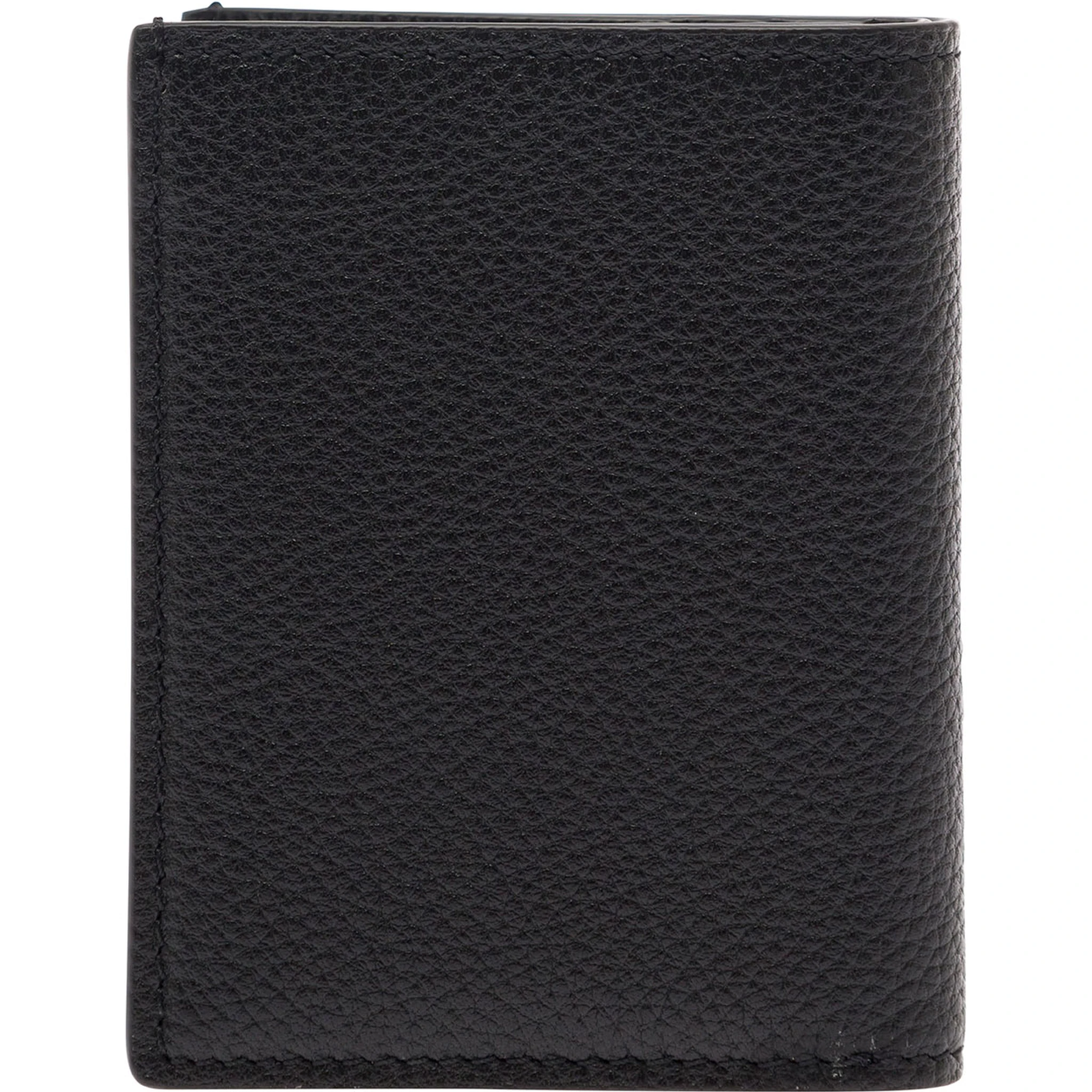 Black Card-Wallet with Embossed Logo in Hammered Leather Man