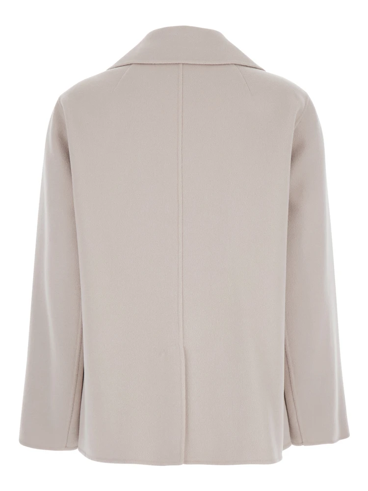 Margot Beige Double-Breasted Jacket with Wide Classic Lapels in Virgin Wool Woman alternative