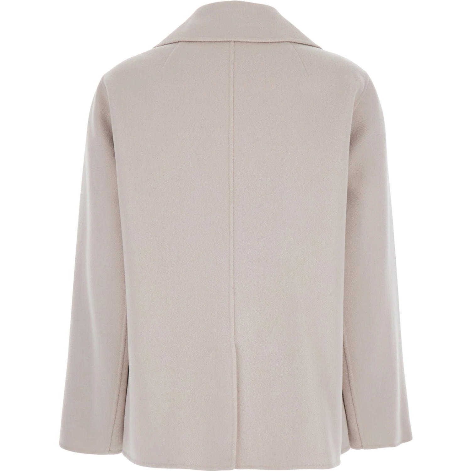 Margot Beige Double-Breasted Jacket with Wide Classic Lapels in Virgin Wool Woman