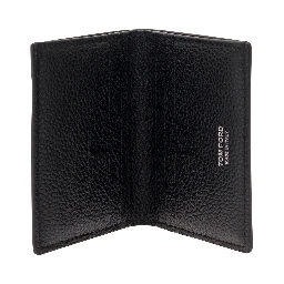 Black Card-Wallet with Embossed Logo in Hammered Leather Man