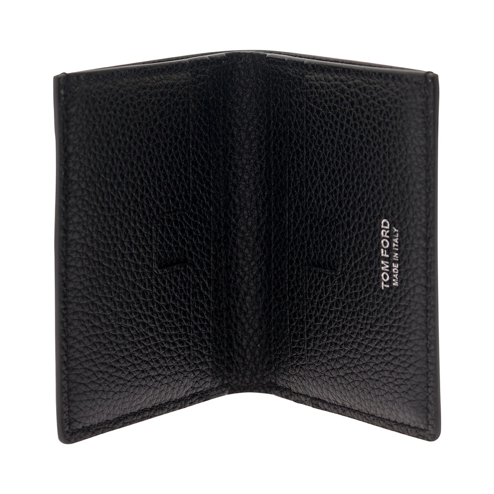 Black Card-Wallet with Embossed Logo in Hammered Leather Man