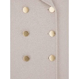 Margot Beige Double-Breasted Jacket with Wide Classic Lapels in Virgin Wool Woman