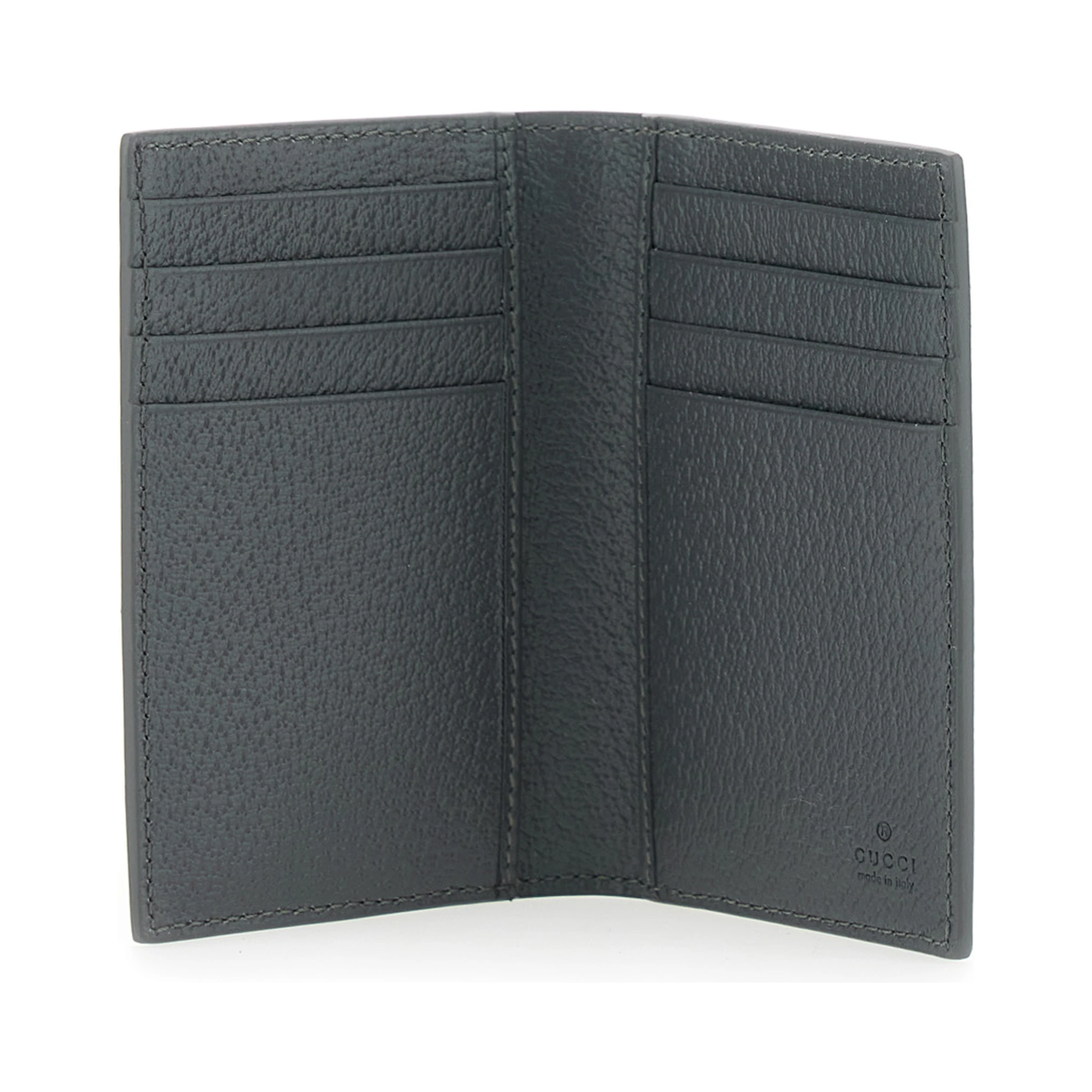 Black Card Holder with All-Over GG Motif and Logo on the Front in Fabric Man