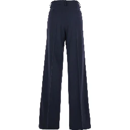 Blue Pants with Front Button and Zip Closure in Cotton Woman