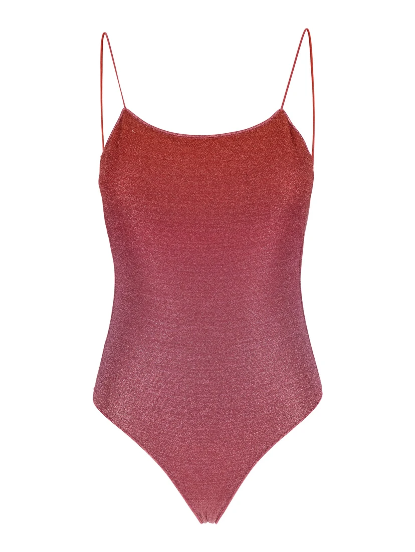 Lumière Maillot Pink Swimsuit with Open Back in Lurex Woman