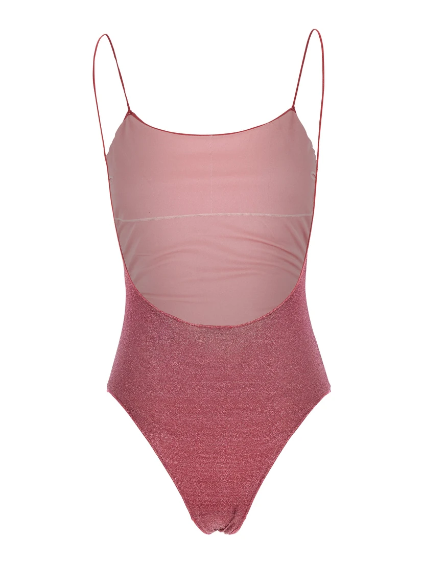 Lumière Maillot Pink Swimsuit with Open Back in Lurex Woman
