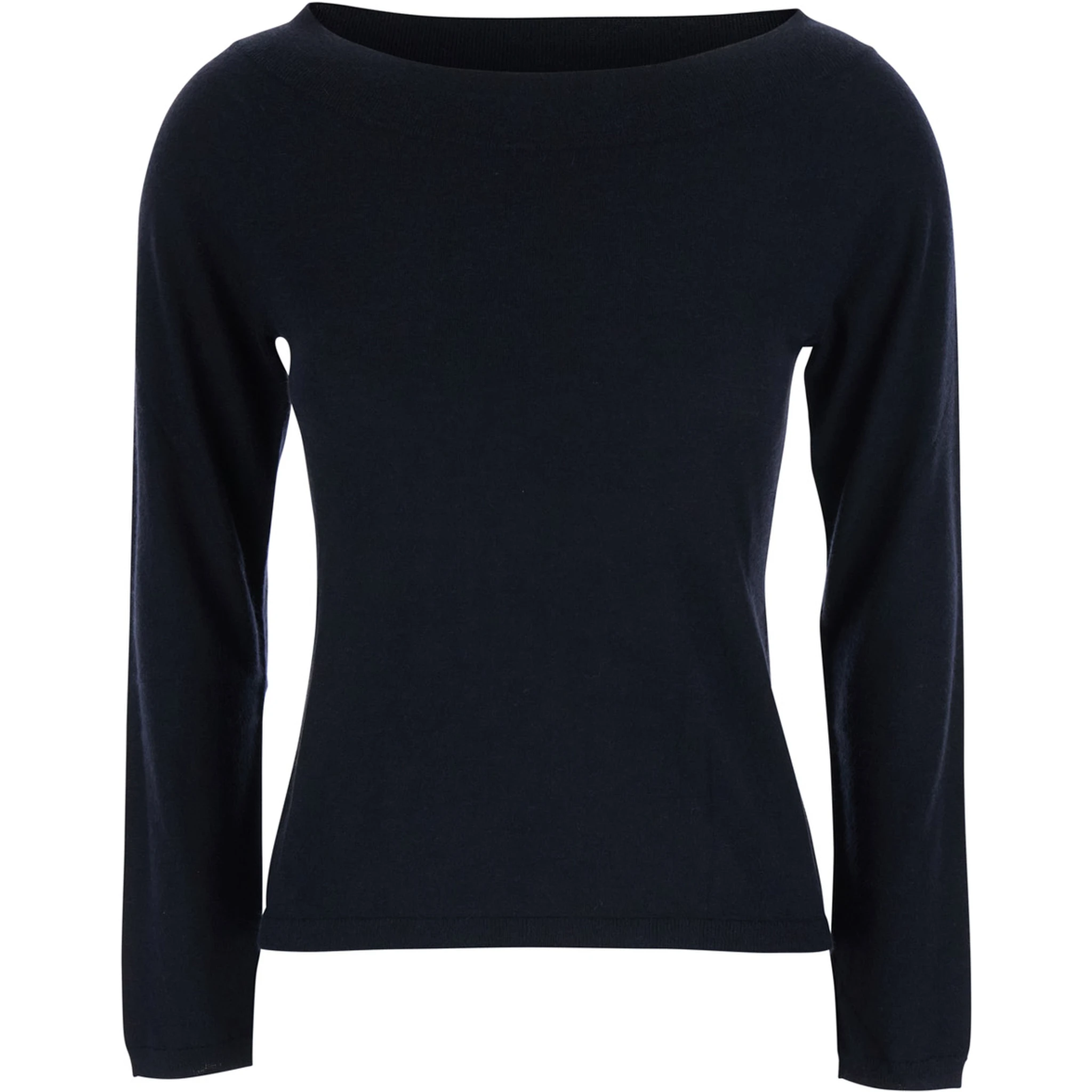 كنزة فارترا زرقاء بياقة قارب من الكشمير للنساء