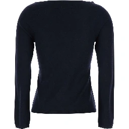 كنزة فارترا زرقاء بياقة قارب من الكشمير للنساء