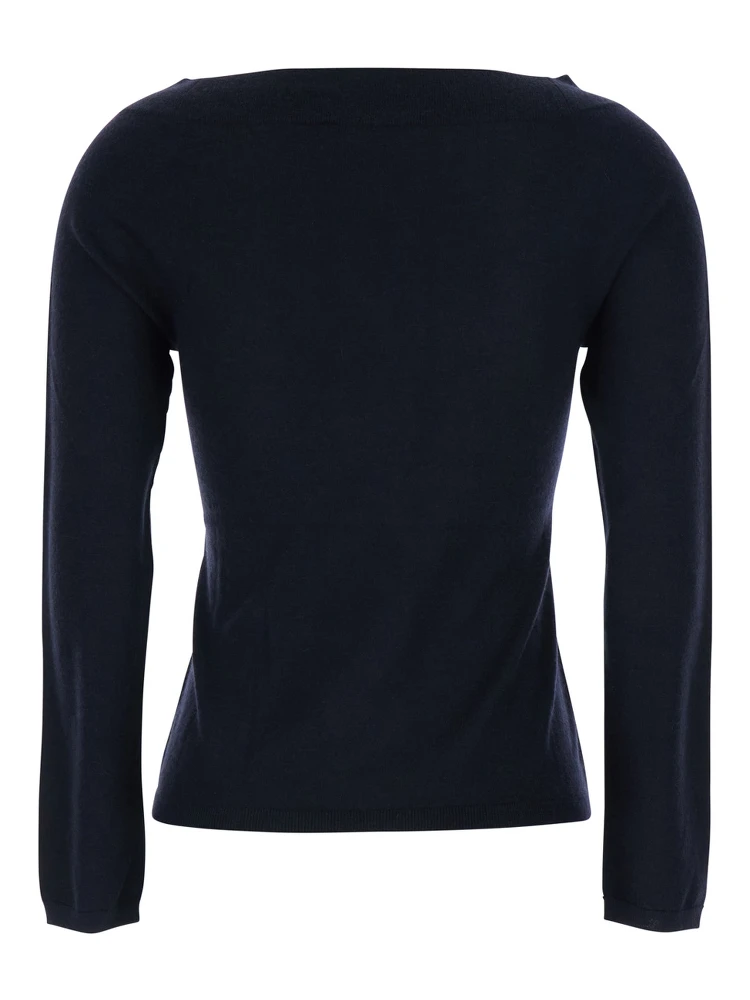 كنزة فارترا زرقاء بياقة قارب من الكشمير للنساء alternative