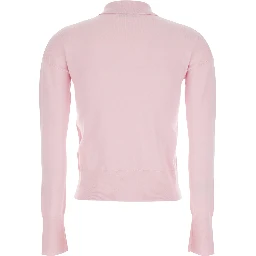 Medeola Pink Sweater with Polo Collar and Button Closure in Wool Blend Woman