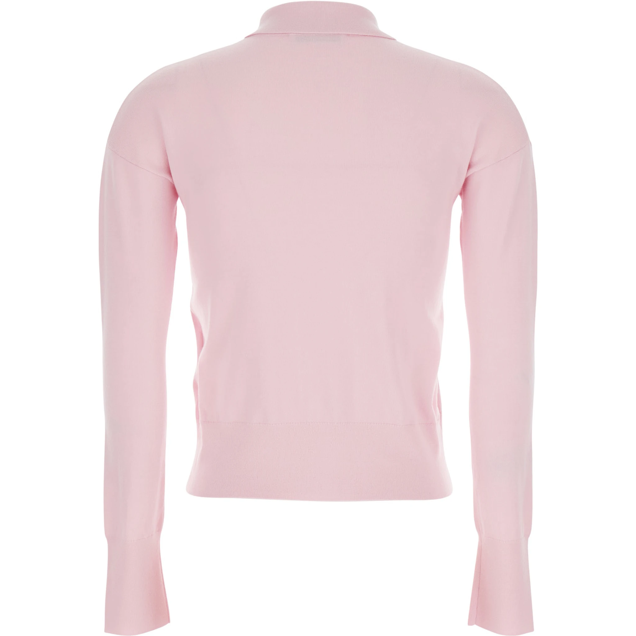 Medeola Pink Sweater with Polo Collar and Button Closure in Wool Blend Woman