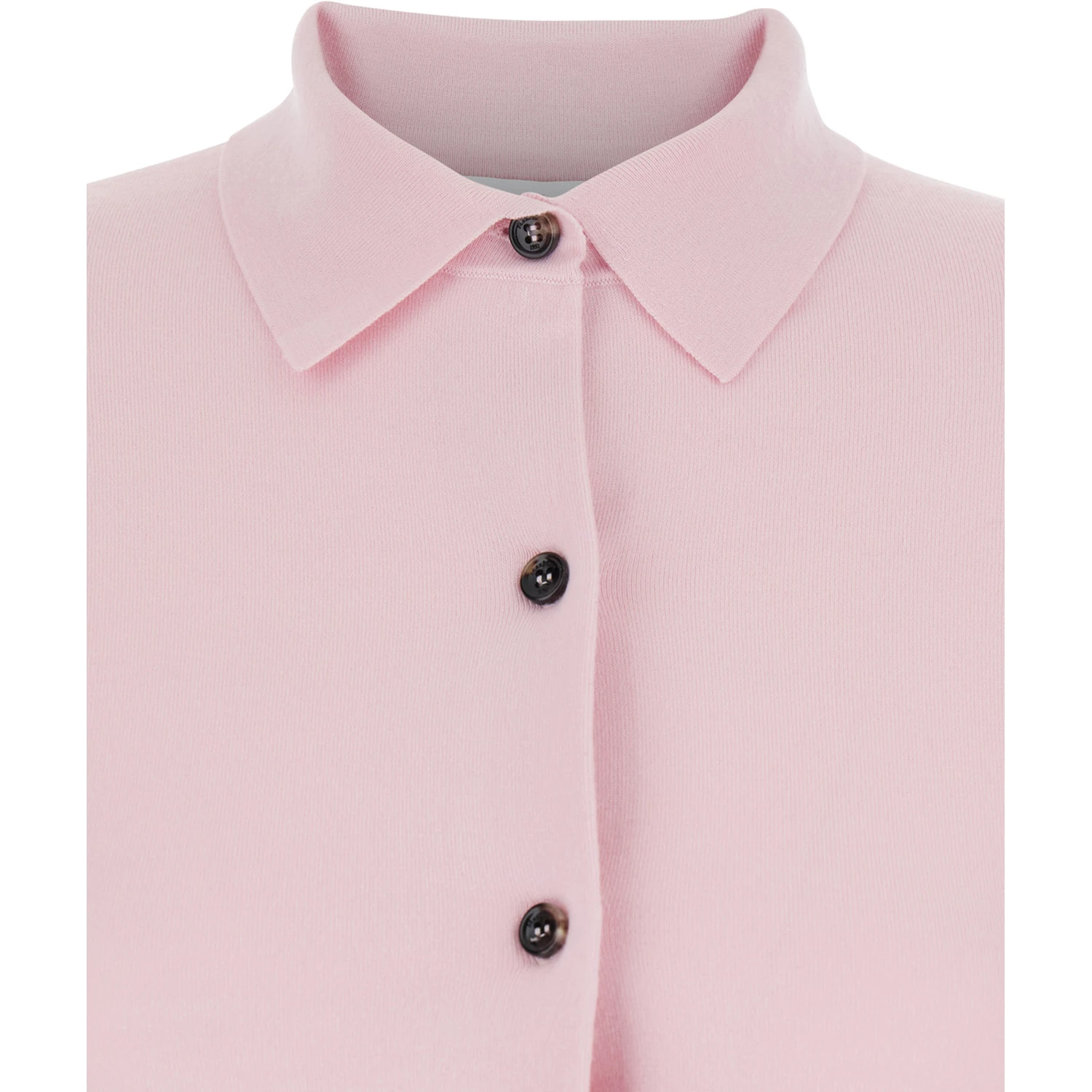 Medeola Pink Sweater with Polo Collar and Button Closure in Wool Blend Woman