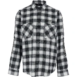 Multicolor Shirt with Classic Collar and All-Over Check Motif in Wool Man