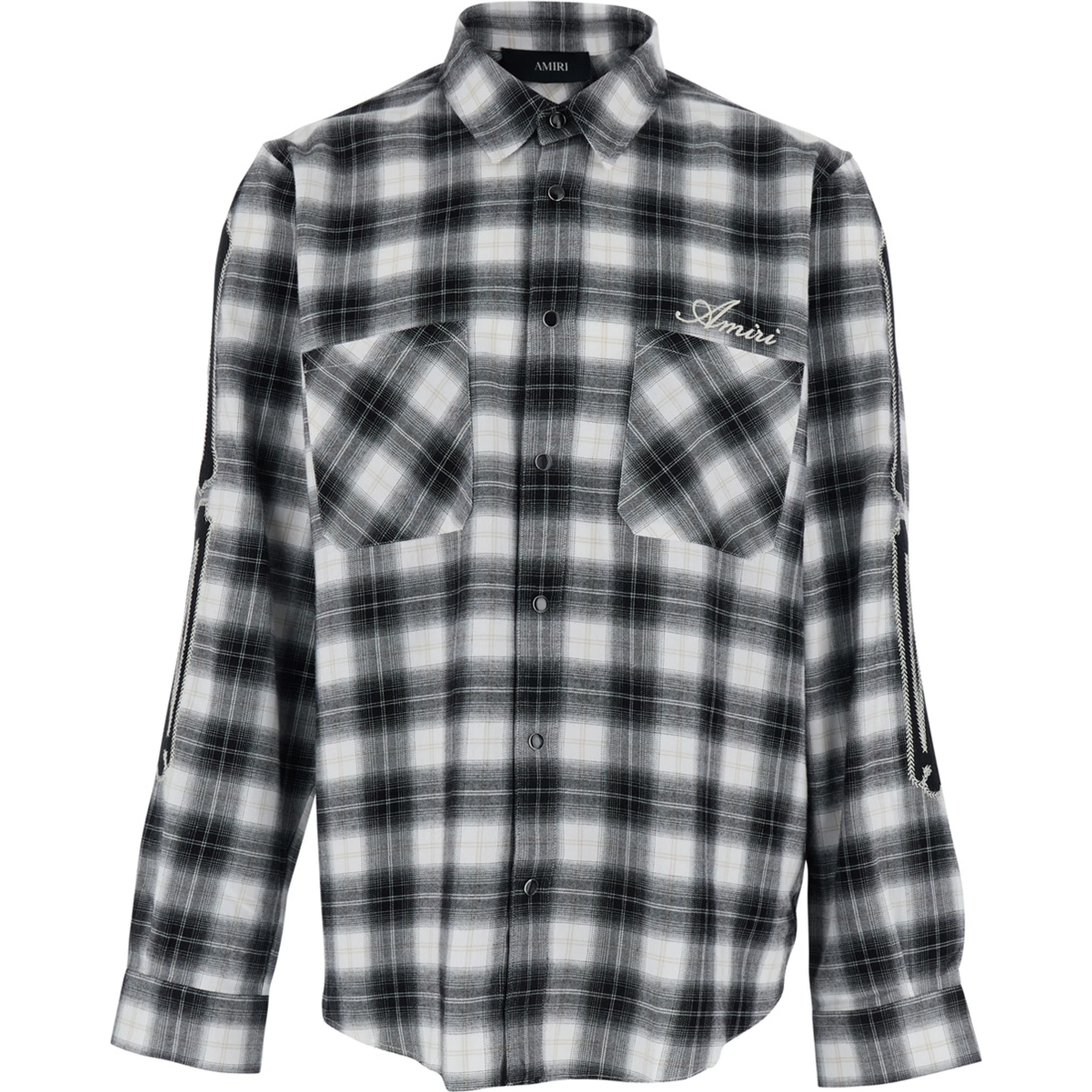 Multicolor Shirt with Classic Collar and All-Over Check Motif in Wool Man