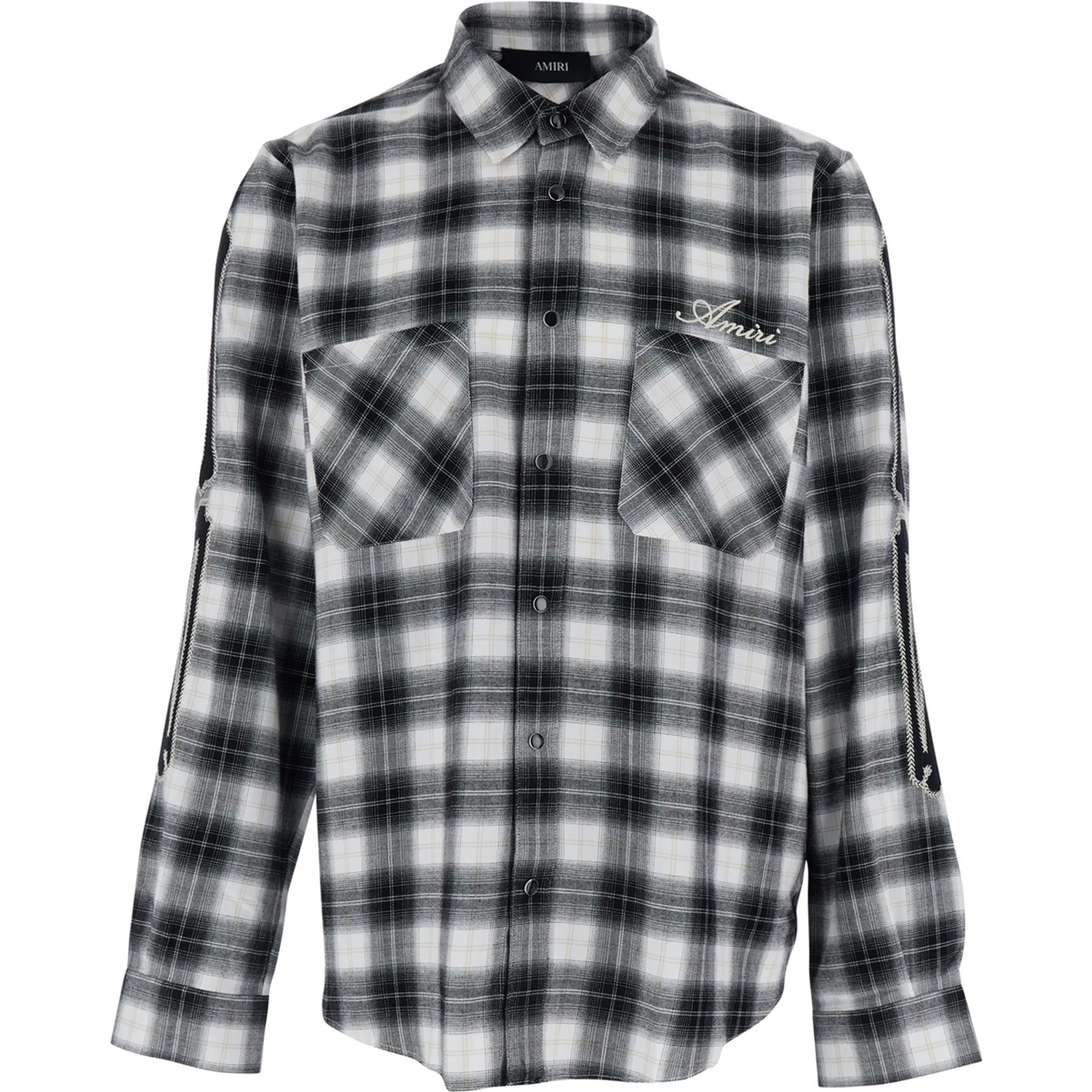 Multicolor Shirt with Classic Collar and All-Over Check Motif in Wool Man