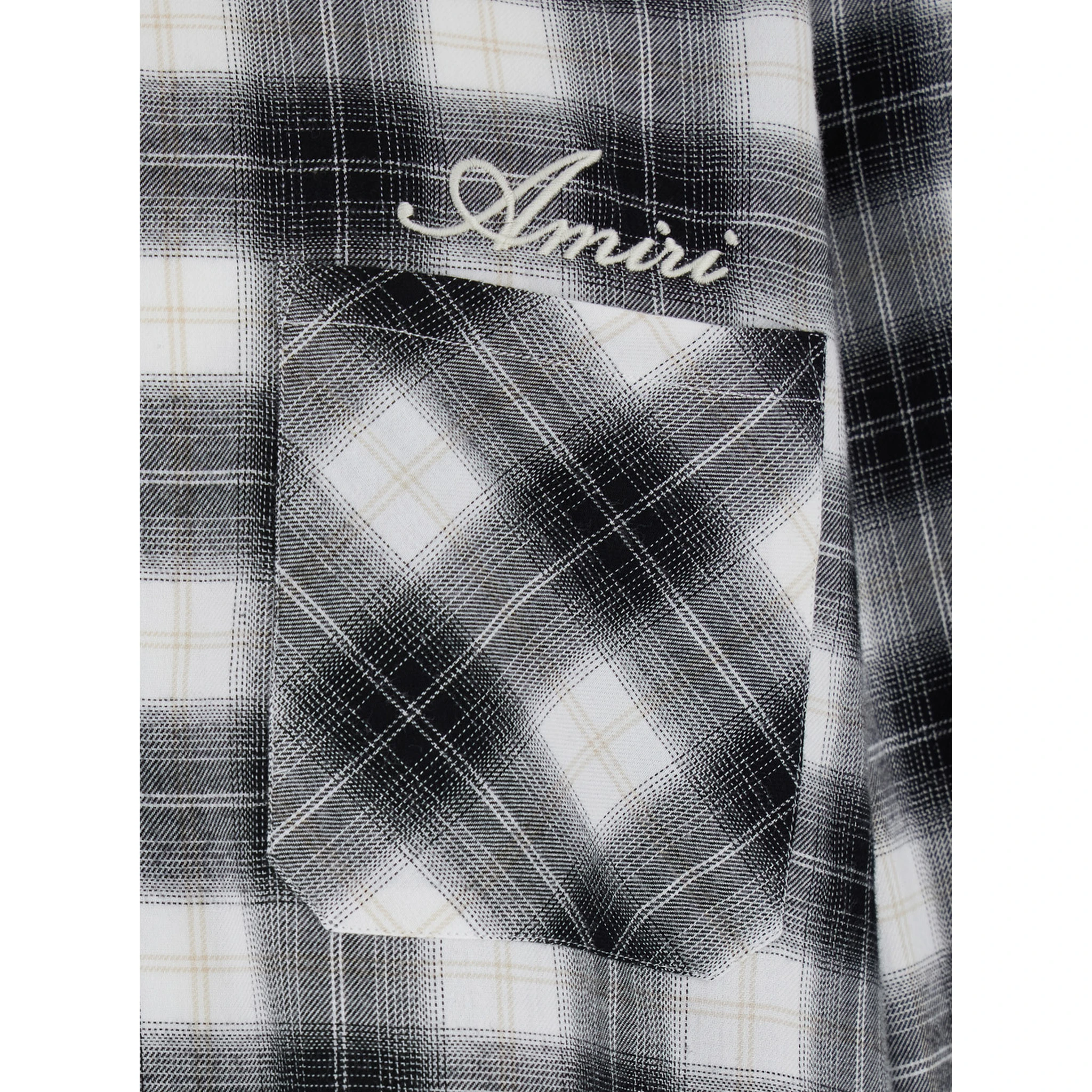 Multicolor Shirt with Classic Collar and All-Over Check Motif in Wool Man