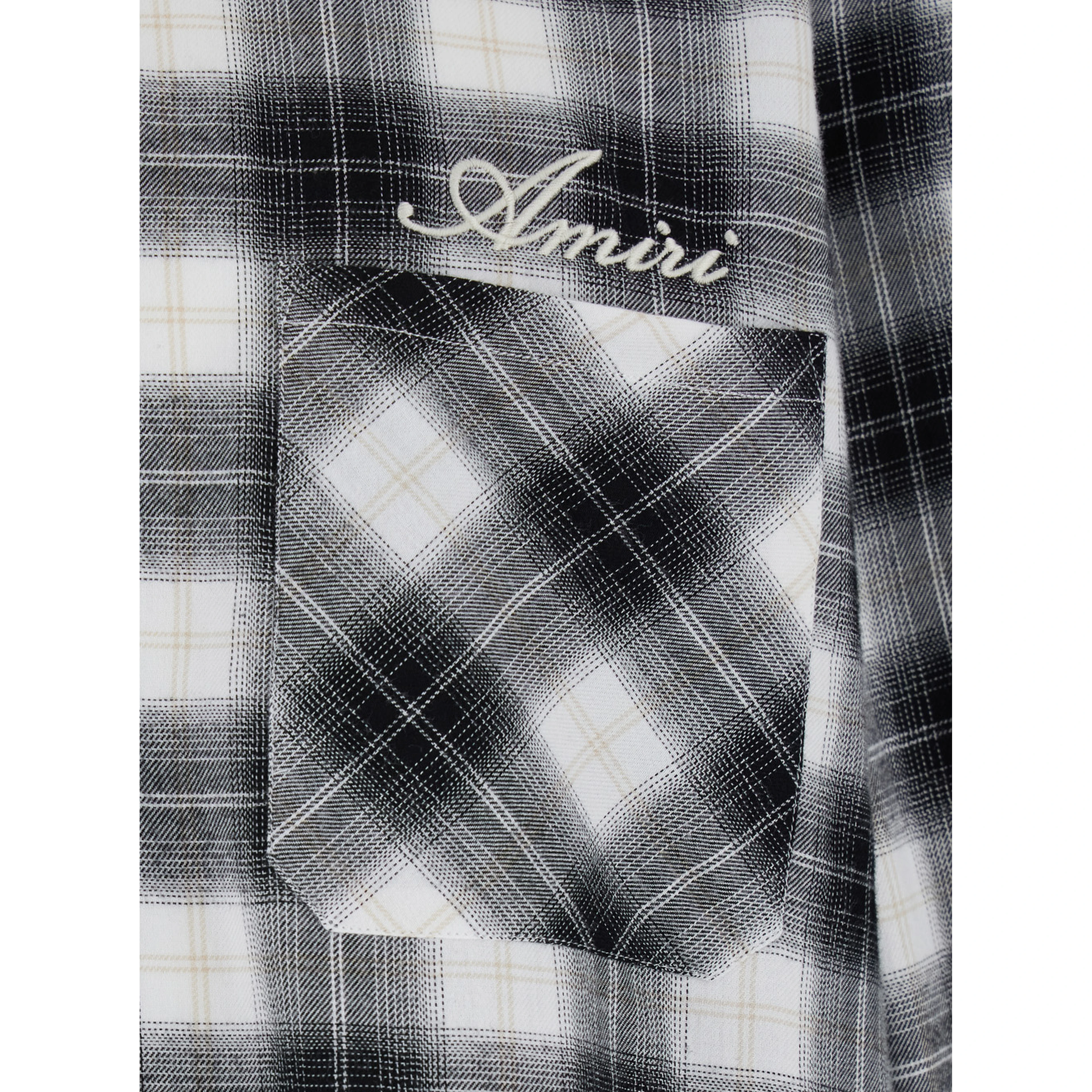Multicolor Shirt with Classic Collar and All-Over Check Motif in Wool Man