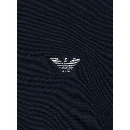 Blue Sweatshirt with Polo Shirt Style Collar and Logo Embroidery on the Front in Cotton Man