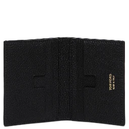 حامل بطاقات أسود اللون، مزين بشعار بارز في الأمام، مصنوع من الجلد المحبب، للرجال