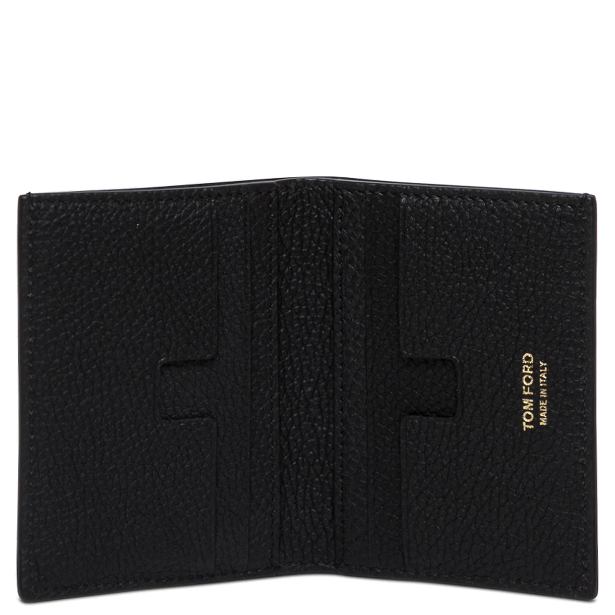 حامل بطاقات أسود اللون، مزين بشعار بارز في الأمام، مصنوع من الجلد المحبب، للرجال