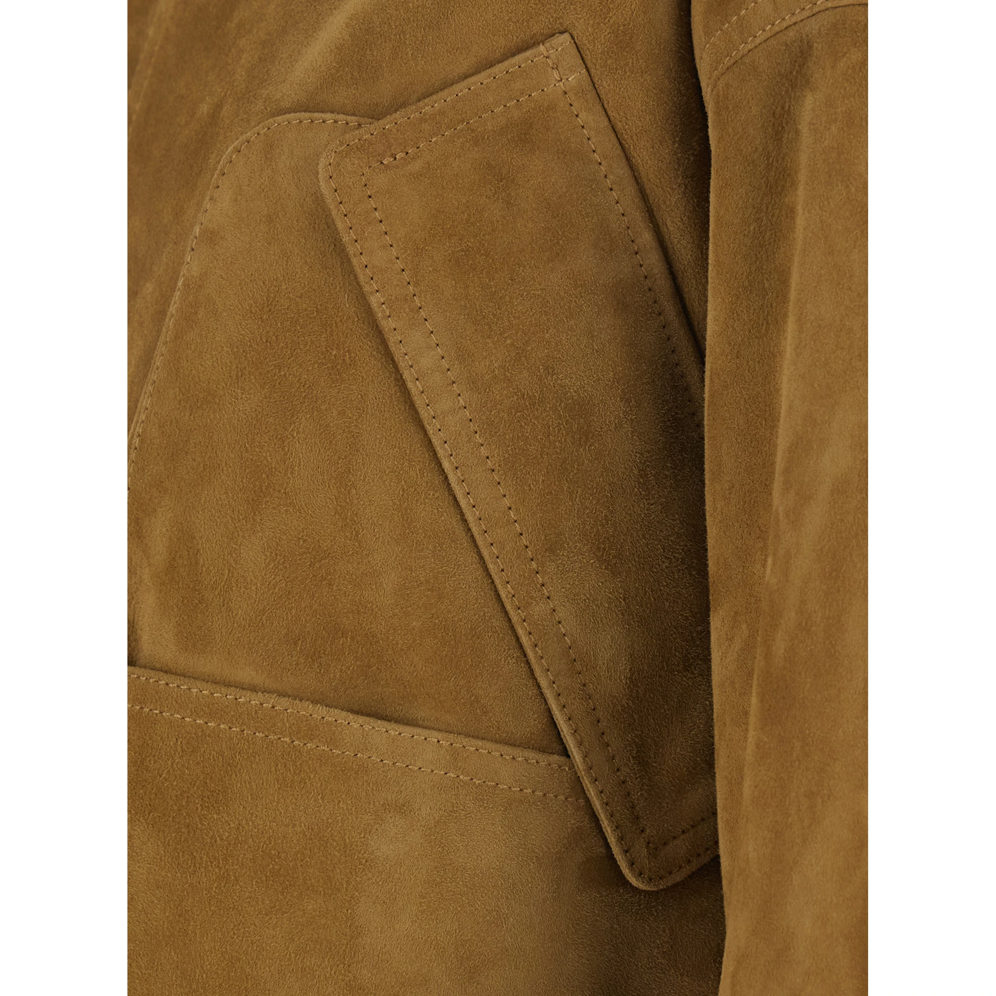 Beige Jacket with High Neck and Logo Patch on the Rear in Suede Woman