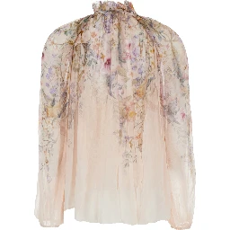 Rebellion Multicolor Blouse with Bow Detail on the Front and All-Over Floral Motif in Viscose Woman